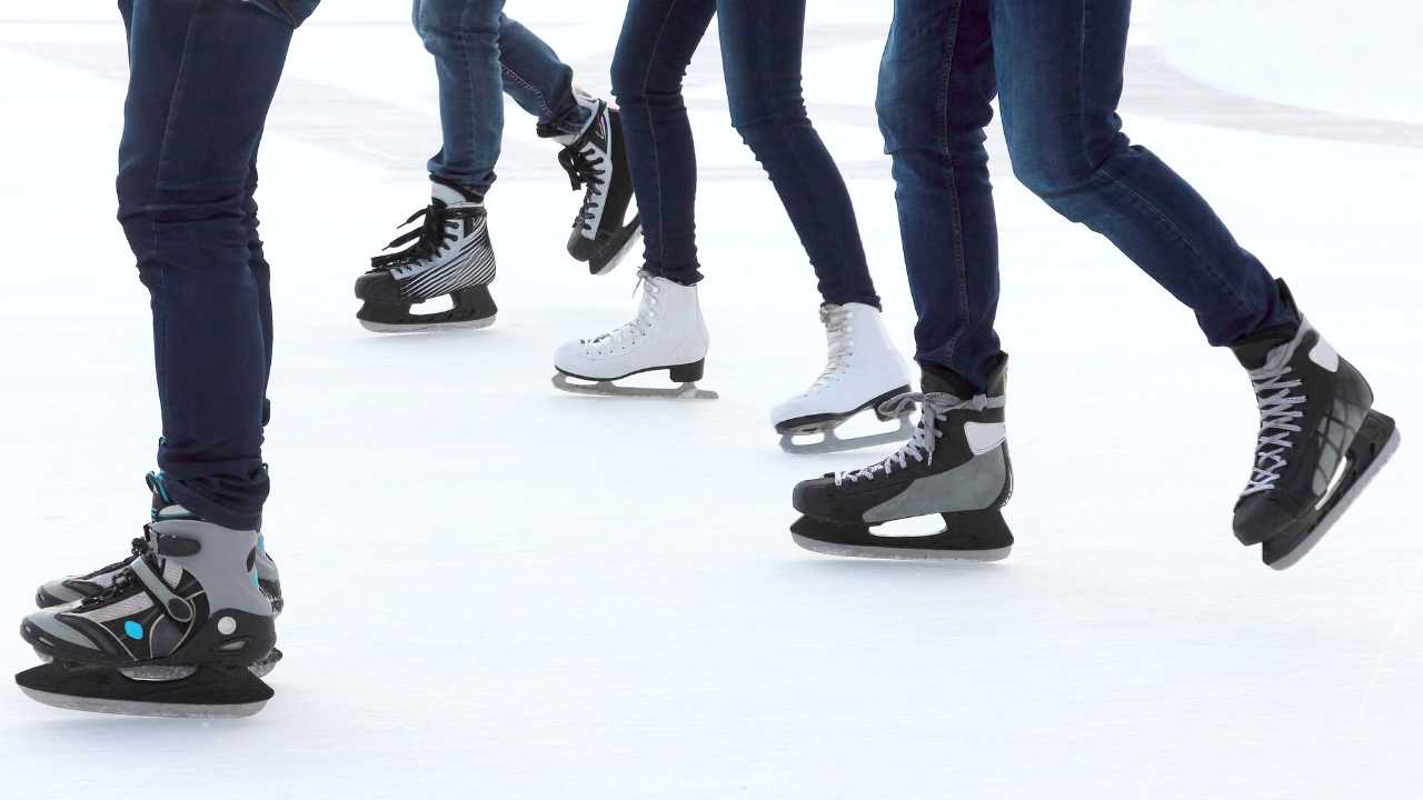 people ice skating in a rink